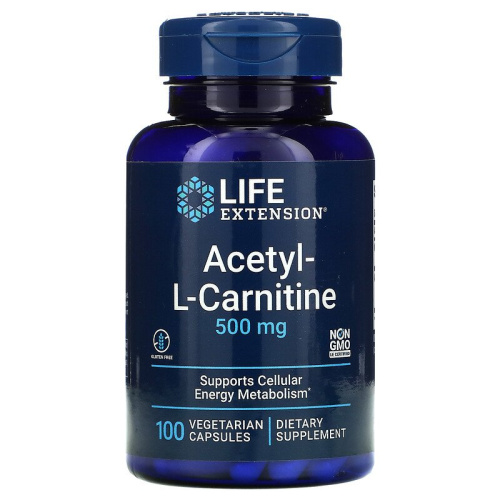 Life Extension Acetyl-L-Carnitine (Ацетил-L-Карнитин) 500 мг. 100 растительных капсул