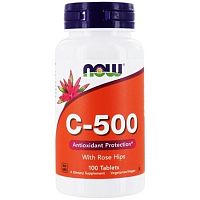 Vitamin C-500 мг (Витамин C с шиповником) 100 таблеток (Now Foods)