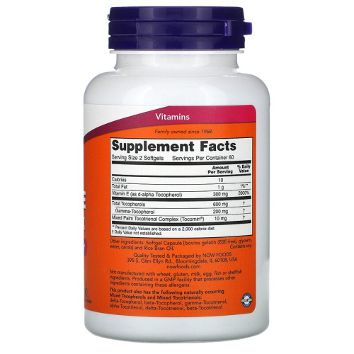 Now Foods Gamma E Complex Полный спектр витамина Е 120 мягких капсул фото 2