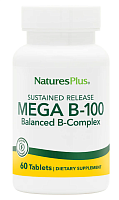 Mega B-100 SR (сбалансированный комплекс витаминов B) 60 таблеток (срок 11.25) (NaturesPlus)