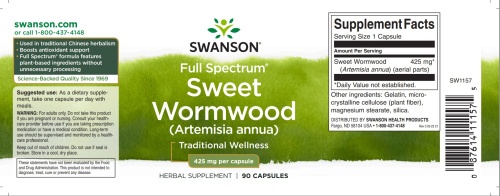 Sweet Wormwood 425 mg (Artemisia Annua) Полынь 425 мг 90 капсул (Swanson) фото 3
