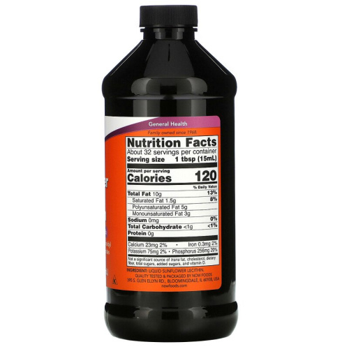 Now Foods Жидкий Лецитин из подсолнечника (Sunflower Liquid Lecithin) 473 мл.  фото 2