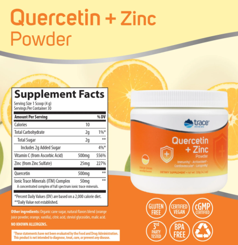 Quercetin + Zinc Powder (кверцетин + цинк в порошке) 120 г (Trace Minerals) фото 4