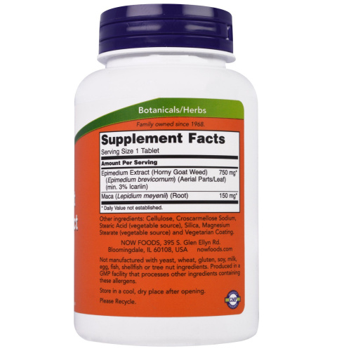 Now Foods Horny Goat Weed Extract (Экстракт горянки) 750 мг. 90 таблеток фото 2