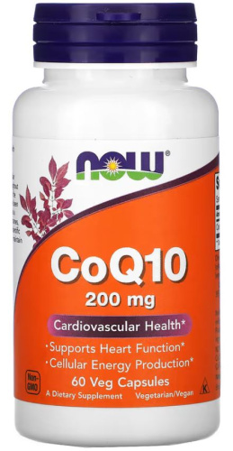 Now Foods Коэнзим Q10 (CoQ10) 200 мг. 60 растительных капсул