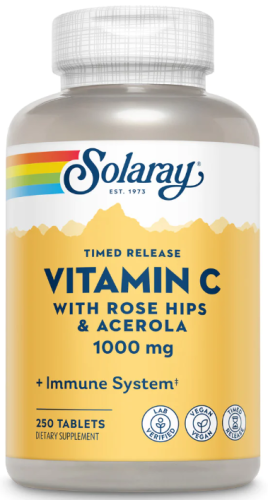 Vitamin C 1000 mg TR with Rose Hip & Acerola (Витамин C 1000 мг) 250 таблеток (Solaray)