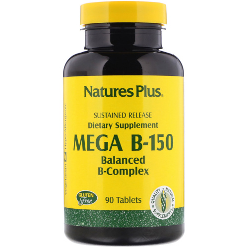 Mega B-150 SR (сбалансированный комплекс витаминов B) 90 таблеток (NaturesPlus) фото 2