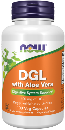Now Foods DGL with Aloe Vera (Глицирризинат экстракта из корня солодки с алоэ вера) 400 мг. 100 растительных капсул
