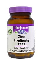 Bluebonnet Nutrition Zinc Picolinate Пиколинат цинка 50 мг 100 растительных капсул