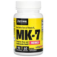 MK-7 (витамин K2 в форме MK-7) 90 мкг 60 гелевых капсул (Jarrow Formulas)