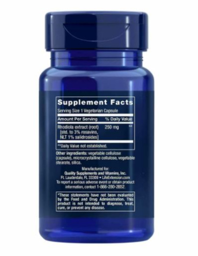 Life Extension Rhodiola Extract 3% Rosavins (Родиола Экстракт) 250 мг. 60 капсул фото 2
