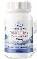 Vitamin B-5 (Pantothenic Acid) Витамин Б5 250 мг 100 таблеток (Norway Nature)