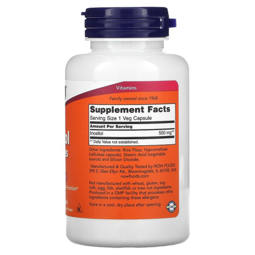 Now Foods Inositol Capsules (Инозитол) 500 мг. 100 капсул фото 2
