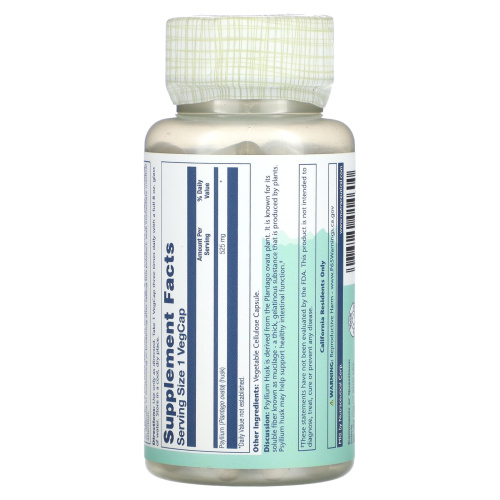 Solaray Psyllium Husk (Шелуха семян подорожника) 525 мг. 100 растительных капсул фото 5
