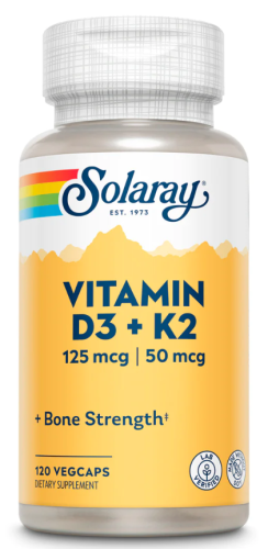 Solaray Vitamin D3 + K2 (Витамин Д3 + К2) 125 мкг. | 50 мкг. 120 растительных капсул