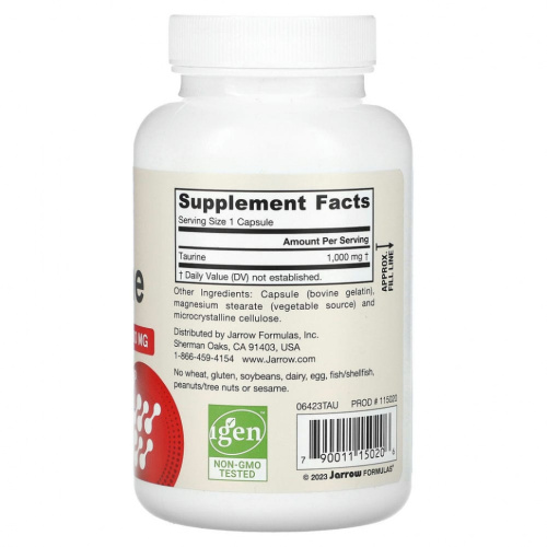Jarrow Formulas Taurine (Таурин) 1000 мг. 100 капсул фото 3