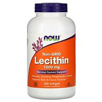 Now Foods Non-GMO Lecithin (Лецитин без ГМО) 1200 мг. 200 мягких капсул
