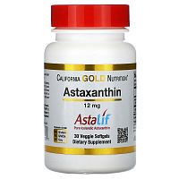 Astaxanthin 12 mg AstaLif (Астаксантин 12 мг) 30 вег мягких капсул (California Gold Nutrition)