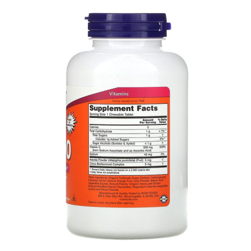 Now Foods Chewable C-500 (Жевательный витамин C со вкусом апельсина) 100 таблеток фото 2