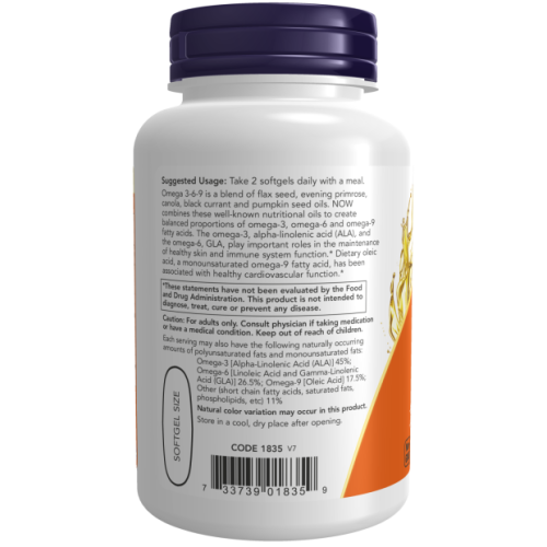 Now Foods Omega 3-6-9 1000 мг. (Омега 3-6-9) 100 мягких капсул фото 4