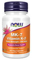 MK-7 Vitamin K-2 300 мкг (Срок 04.2025) 60 вег капсул (Now Foods)