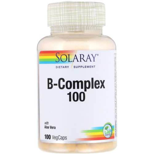 Solaray Vitamin B-Complex (Комплекс витаминов группы B) 100 мг. 100 растительных капсул фото 4