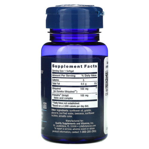Life Extension Super Ubiquinol CoQ10 with Enhanced Mitochondrial Support (Суперубихинол коэнзим Q10 с улучшенной поддержкой митохондрий) 100 мг. 30 мягких капсул фото 2