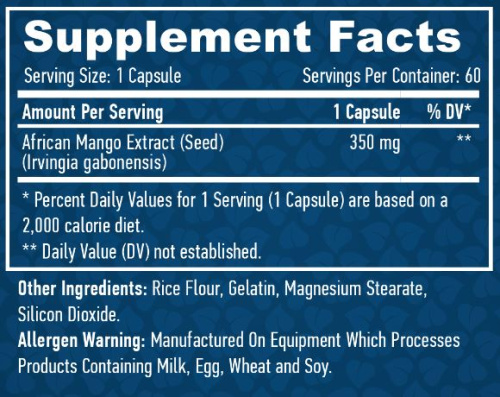 African Mango 350 мг (Африканский манго) 60 капсул (Haya Labs) фото 2