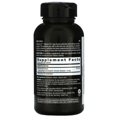 Men's Yohimbe 451 mg (Экстракт Йохимбе 451 мг) 60 капсул (GNC) фото 2