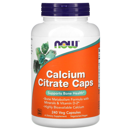 Now Foods Calcium Citrate Caps (Цитрат Кальция) 240 растительных капсул