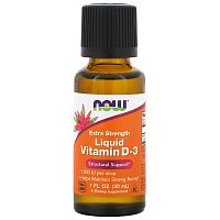 Now Foods Extra Strength Liquid Vitamin D-3 (Жидкий витамин D-3 с повышенной силой действия) 1000 МЕ 30 мл.