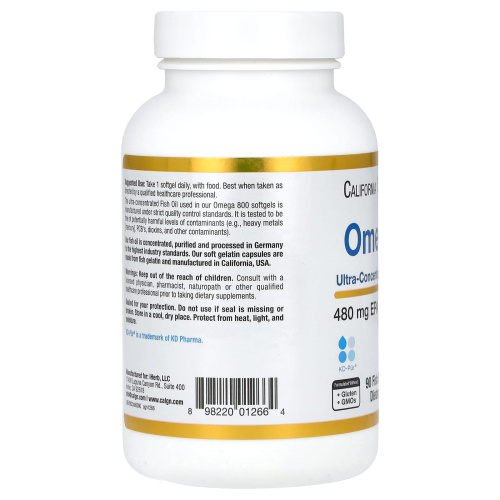 California Gold Nutrition Omega 800 Pharmaceutical Grade Fish Oil (рыбий жир фармацевтической степени чистоты, в форме триглицеридов) 1000 мг. 90 капсул фото 7