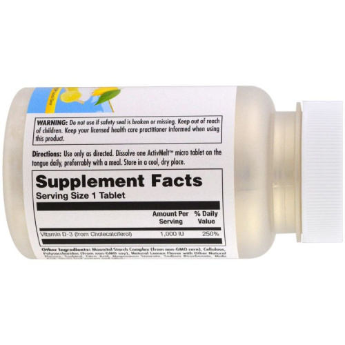 KAL Витамин D-3 ActivMelt 1000 МЕ 100 микротаблеток со вкусом лимонного безе фото 2