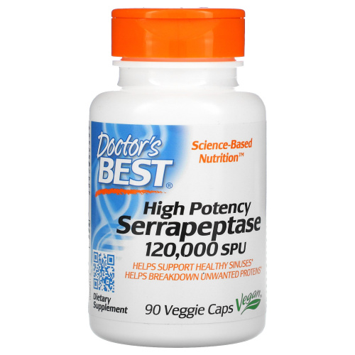 Serrapeptase 120 000 spu (Cеррапептаза высокой эффективности) 90 вег капсул (Doctor's Best)