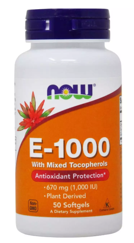 Now Foods E-1000 Витамин Е Mixed Tocopherols (Смешанные токоферолы) 50 капсул  фото 2