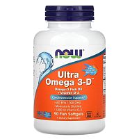 Now Foods Ультра Омега 3-D (Ultra Omega 3-D) 600 EPA/300 DHA 90 капсул из рыбьего желатина