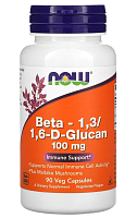 Now Foods Бета-1,3/1,6-D-Глюкан (Beta-1,3/1,6-D-Glucan) 100 мг. 100 растительных капсул