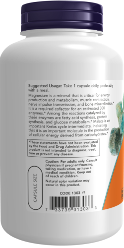 Now Foods Magnesium Malate Caps (Магния малат) 95 мг. 180 растительных капсул фото 4