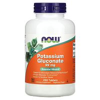Now Foods Potassium Gluconate (Калий Глюконат) 99 мг. 250 таблеток