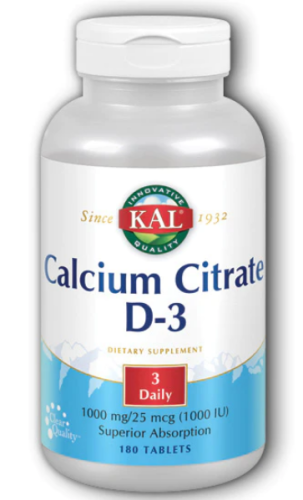 Calcium Citrate D-3 1000 мг 180 таблеток (KAL) фото 3