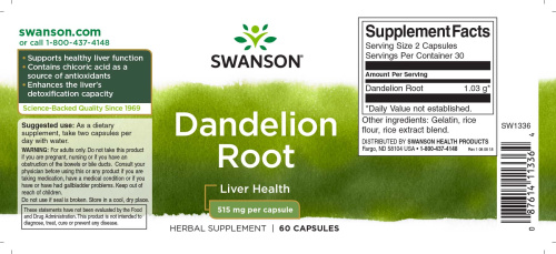 Dandelion Root 515 mg (Корень Одуванчика 515 мг) 60 капсул (Swanson) фото 4
