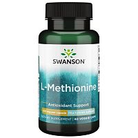 L-Methionine 500 mg AjiPure® (L-Метионин 500 мг) 60 вег капсул (Swanson) срок 12/2023