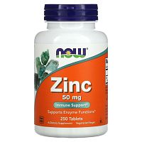 Now Foods Zinc Gluconate (Глюконат цинка) 50 мг. 250 таблеток