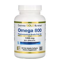 California Gold Nutrition Omega 800 Pharmaceutical Grade Fish Oil (рыбий жир фармацевтической степени чистоты, в форме триглицеридов) 1000 мг. 90 капсул