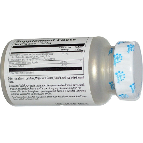 KAL Resveratrol (Ресвератрол) 25 мг. 60 таблеток фото 2