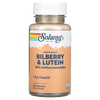 Solaray Once Daily Bilberry & Lutein 36% Anthocyanosides (Черника и лютеин один раз в день, 36% антоцианозидов) 30 растительных капсул