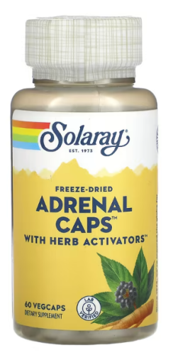 Adrenal Caps with Herb Activators (Поддержка надпочечников) 60 вег капсул (Solaray)