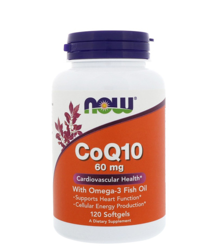 Co-Q10 60 mg Omega-3 Fish Oil 120 капсул (Now Foods)
