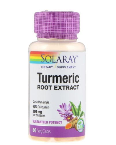Turmeric Root Extract 300 mg (Экстракт из Корня Куркумы 300 мг) 60 вег капсул (Solaray)  фото 2