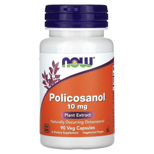 Now Foods Policosanol (Поликозанол) 10 мг. 90 растительных капсул